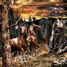 Схема вышивки «мустанги»