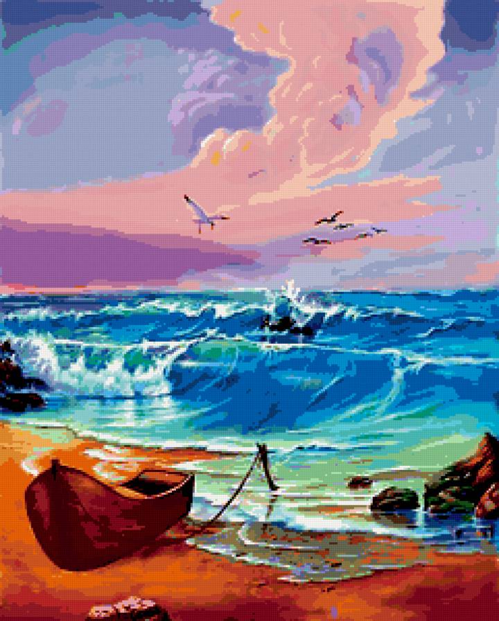 №180262 - чайки, закат, море - предпросмотр