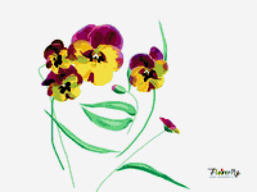 Женщина-цветок - романтика, любовь, цветы, анютины глазки, радость, девушка - предпросмотр