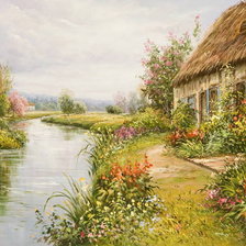 Схема вышивки «Домик у реки»