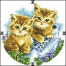 Схема вышивки «Часы-рыжие котята»