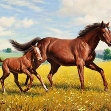 Схема вышивки «бегущие лошади»