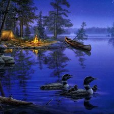 Схема вышивки «утки на реке»