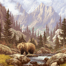 Схема вышивки «медведь на прогулке»