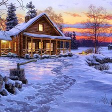 Схема вышивки «зимний домик»