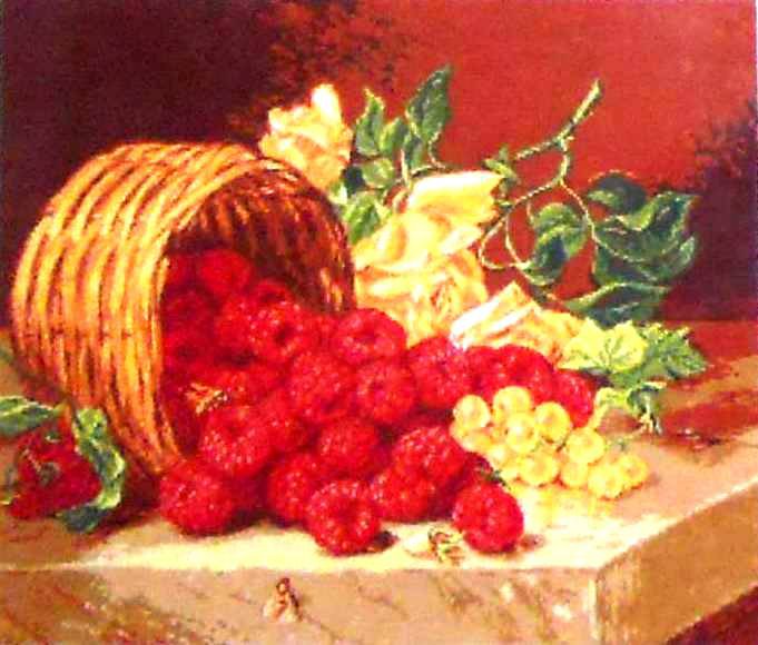 натюрморт - цветы, корзина, ягоды - оригинал
