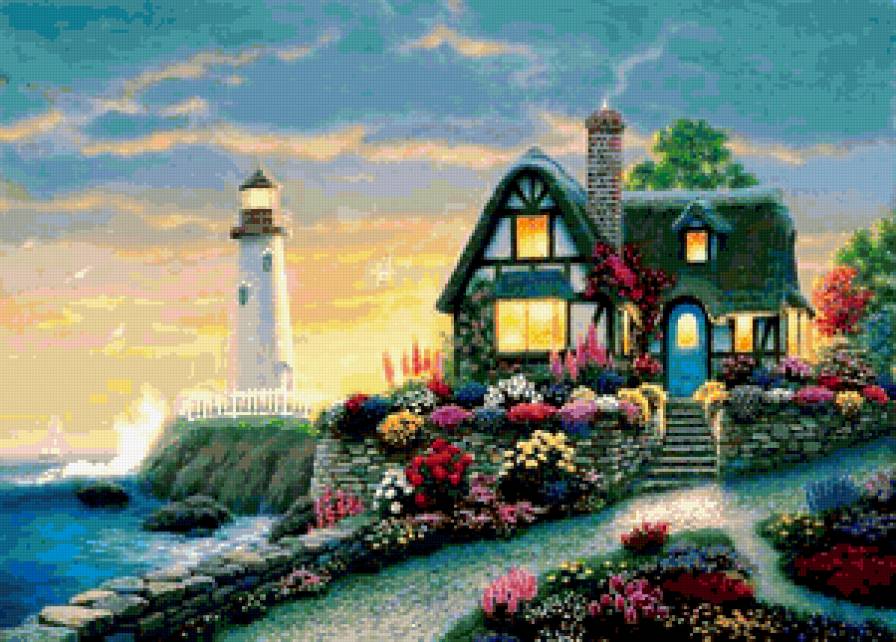 Маяк - море, маяк, дом - предпросмотр