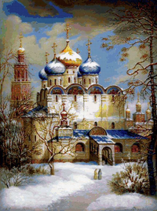 №181273 - монастырь, дома, храм, зима - предпросмотр