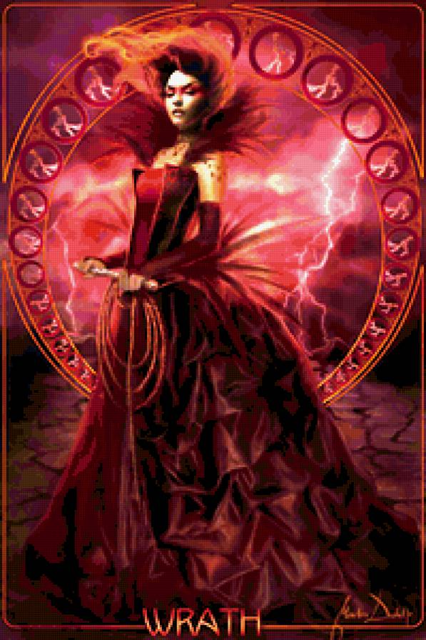 девушка - живопись, гнев - предпросмотр