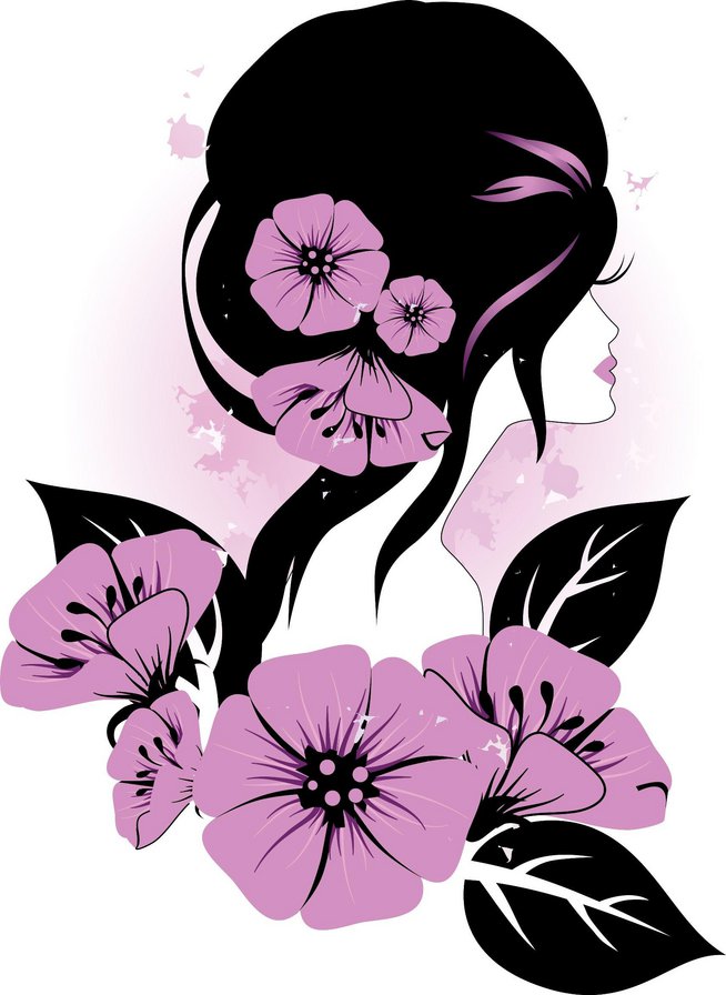 Девушка - цветы, девушка, силуэт - оригинал