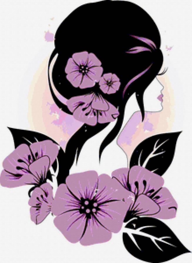 Девушка - силуэт, девушка, цветы - предпросмотр