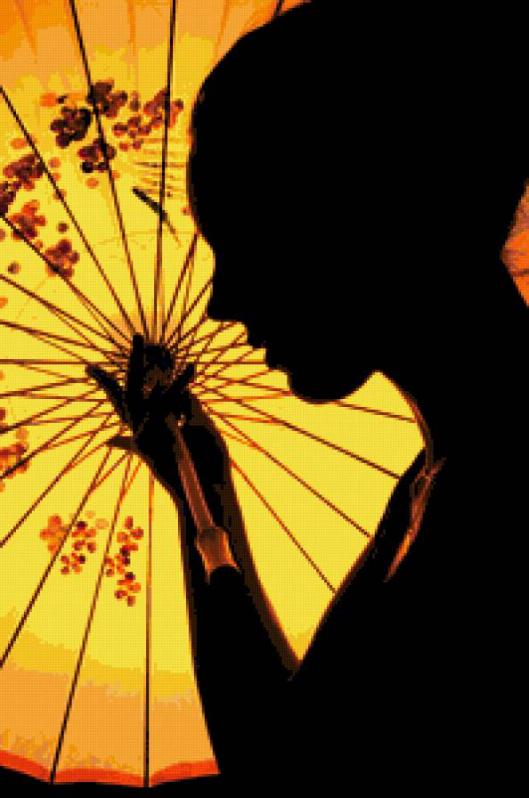 Девушка - зонт, силуэт, девушка - предпросмотр