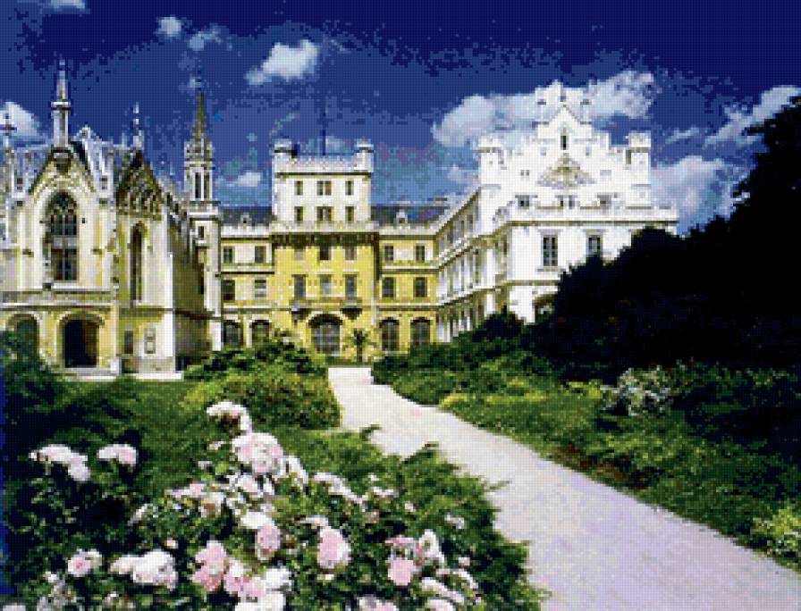 замки мира - дворцы, замки мира, розы, усадьба, замок, дворец, сквер - предпросмотр