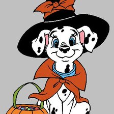 Схема вышивки «Далматинец на Хэллоуине»