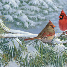 Схема вышивки «Снегири»