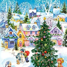 Схема вышивки «Городская елка»