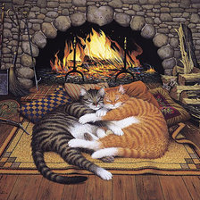 Схема вышивки «Коты у камина»