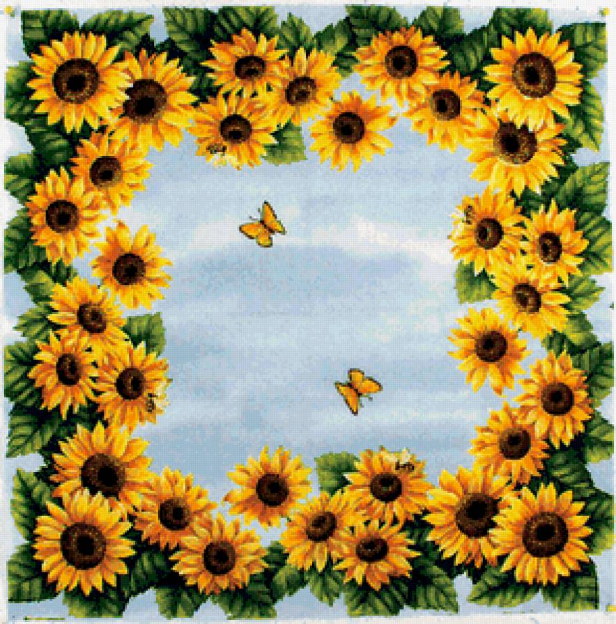 подсолнухи - скатерть, салфетка, подушка - предпросмотр