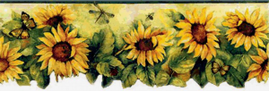 подсолнухи - салфетка, край скатерти - предпросмотр