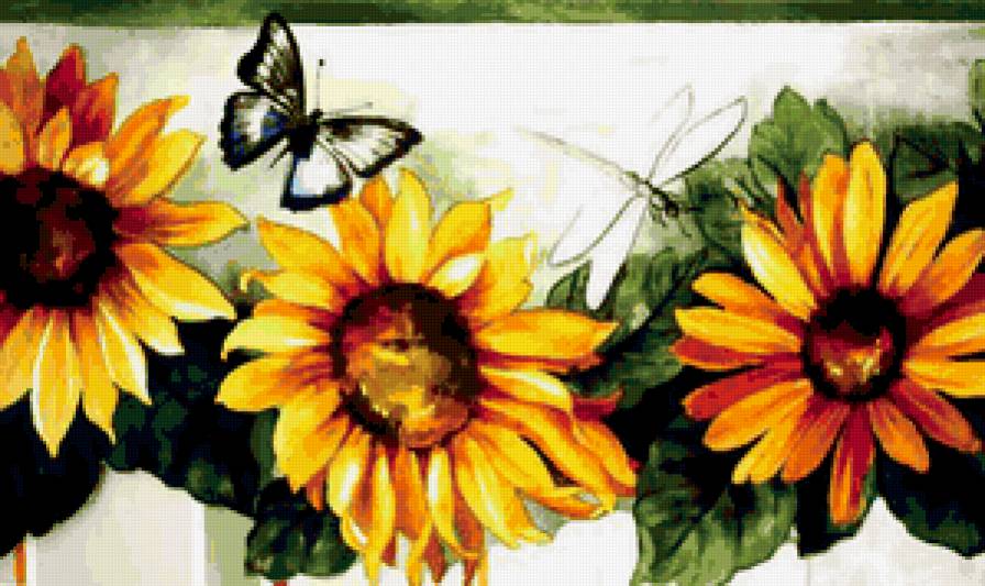 подсолнухи - край скатерти.. - предпросмотр