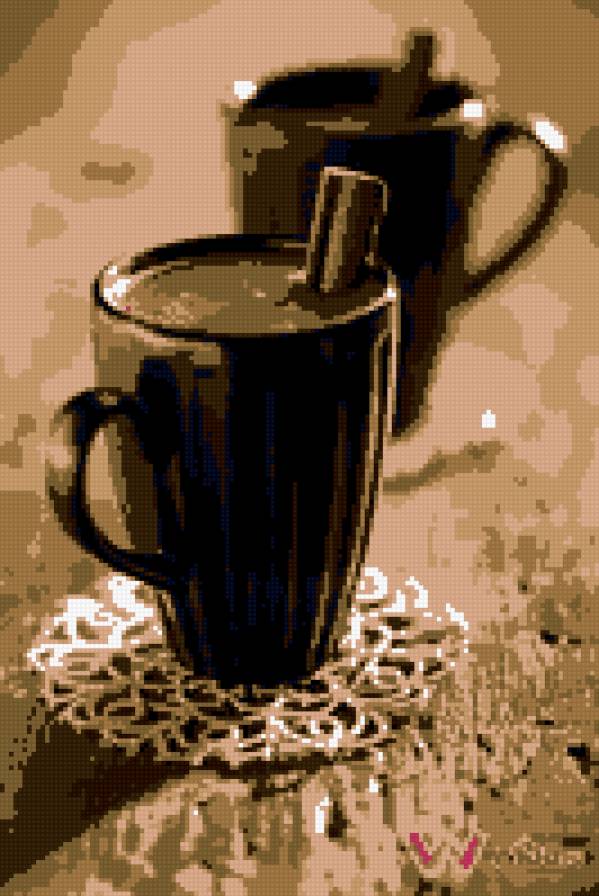 утренний кофе - кофе, чашки, корица - предпросмотр