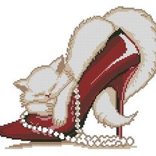 Схема вышивки «кошка в туфле»