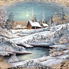 Схема вышивки «Картины на бересте. Зима»