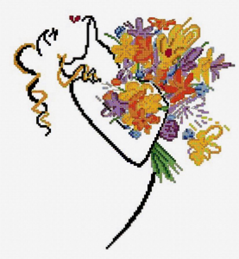 Девушка - цветы, силуэт, девушка - предпросмотр