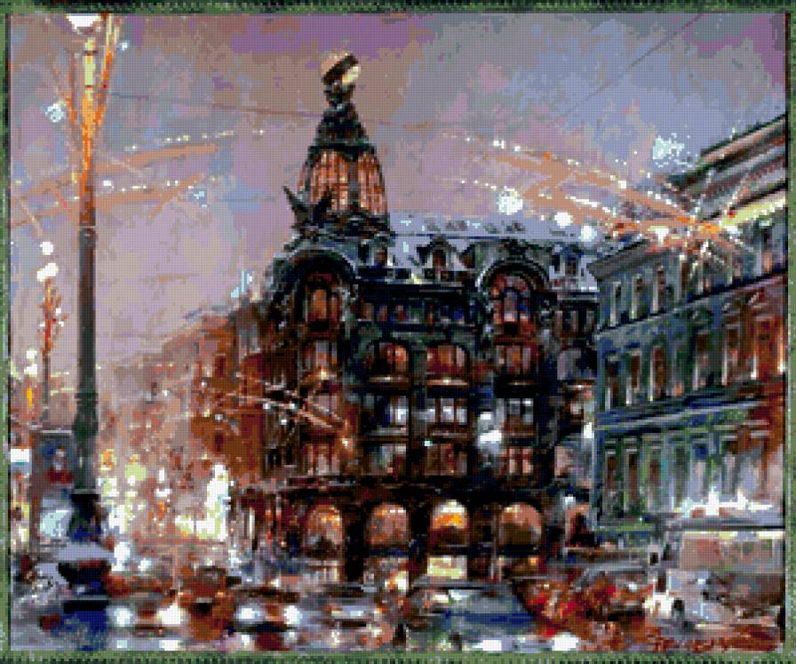 Городской пейзаж - пейзаж, картина, город - предпросмотр