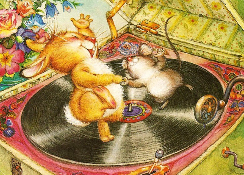 №183392 - заяй, мышь, танцы, цветы - оригинал