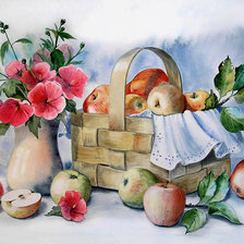 Схема вышивки «натюрморт с яблоками»