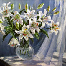 Схема вышивки «лилии в вазе»