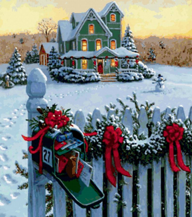 №183588 - письмо, снеговик, дом, зима, елка, снег - предпросмотр