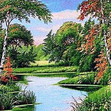 Схема вышивки «лесное озеро»