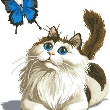 Схема вышивки «котенок и бабочка»