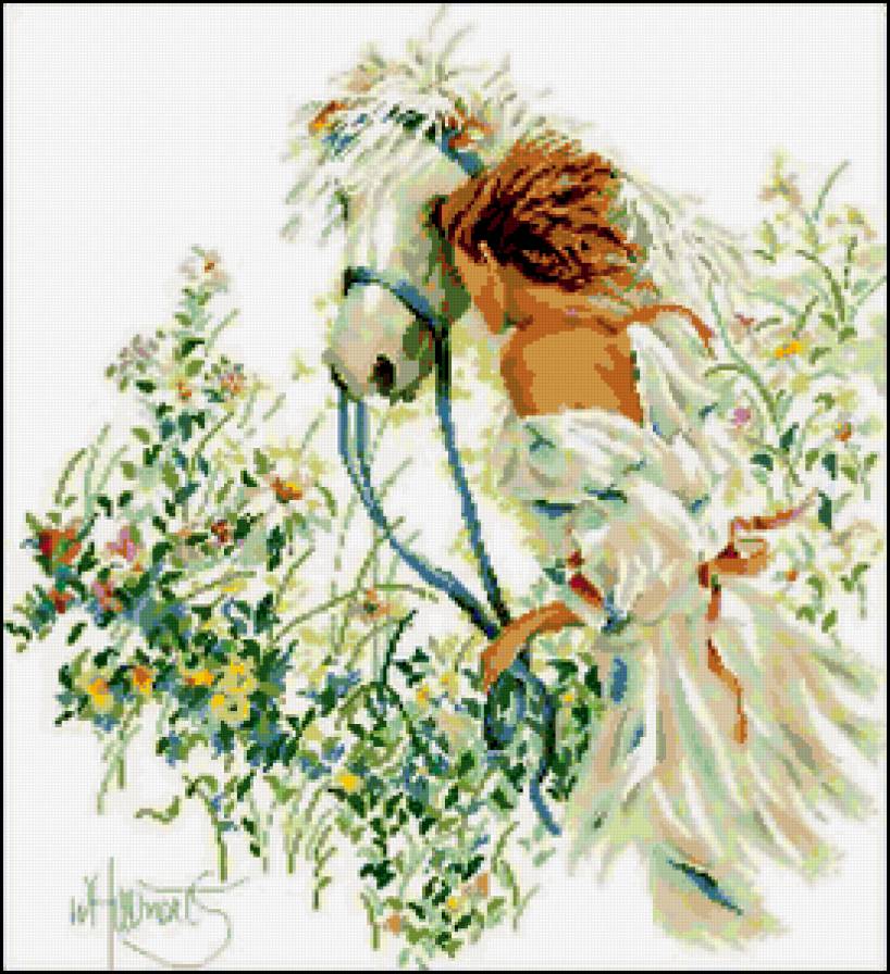 девушка и лошадь - девушка, лошадь - предпросмотр