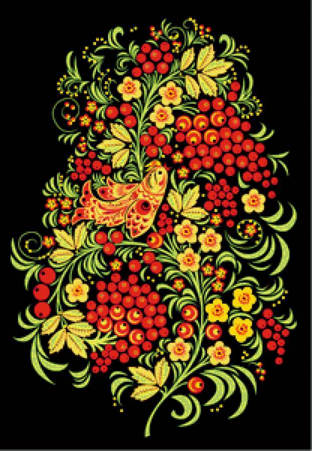 Рябина - узоры, промыслы, русские, жостово - предпросмотр