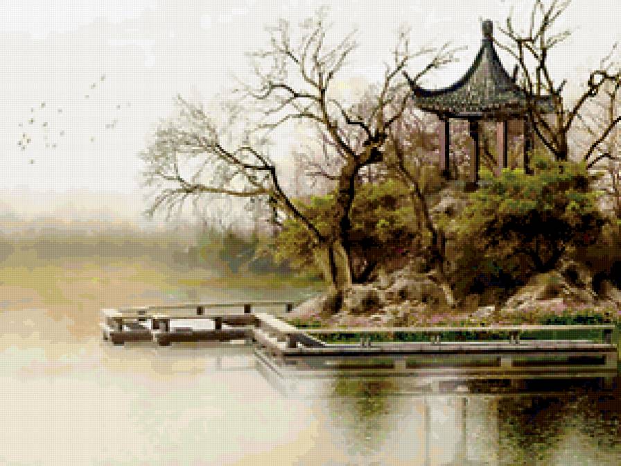 Китайская беседка - природа, китай, пейзаж, беседка - предпросмотр