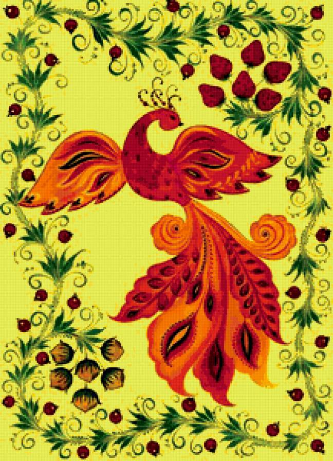 Жар-птица Хохлома - русские, промыслы, хохлома, узоры - предпросмотр