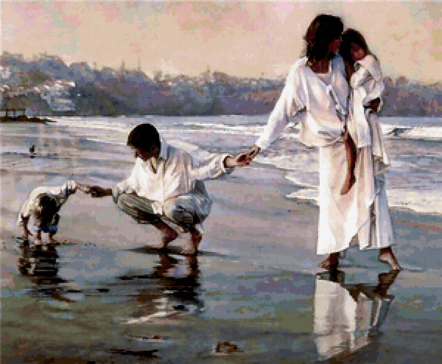 счастливое семейство - пляж, счастье, море, семья - предпросмотр