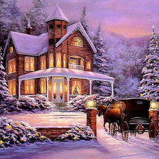 Схема вышивки «Зимний дом»