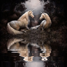 Схема вышивки «единороги на реке»