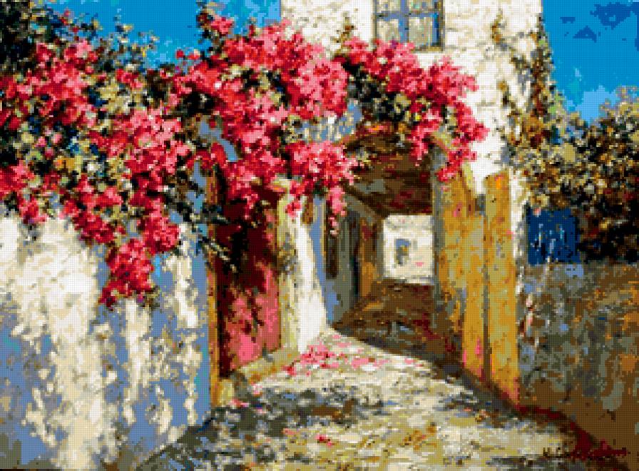 №184628 - цветы, город, картина - предпросмотр