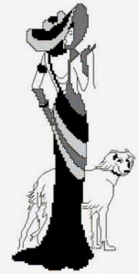 Дама с собачкой - дама, собака - предпросмотр