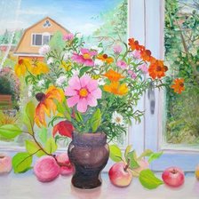 Схема вышивки «Цветы на подоконнике»