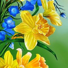 Схема вышивки «Нарциссы и колокольчики»