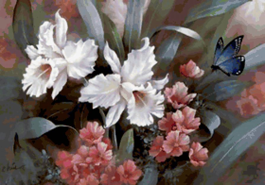 Цветы - живопись, цветы, картина - предпросмотр