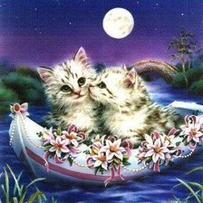 Схема вышивки «котята в лодке»