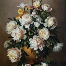 Схема вышивки «Натюрморт с пионами»