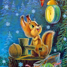 Схема вышивки «Белочка, Новогодняя открытка»